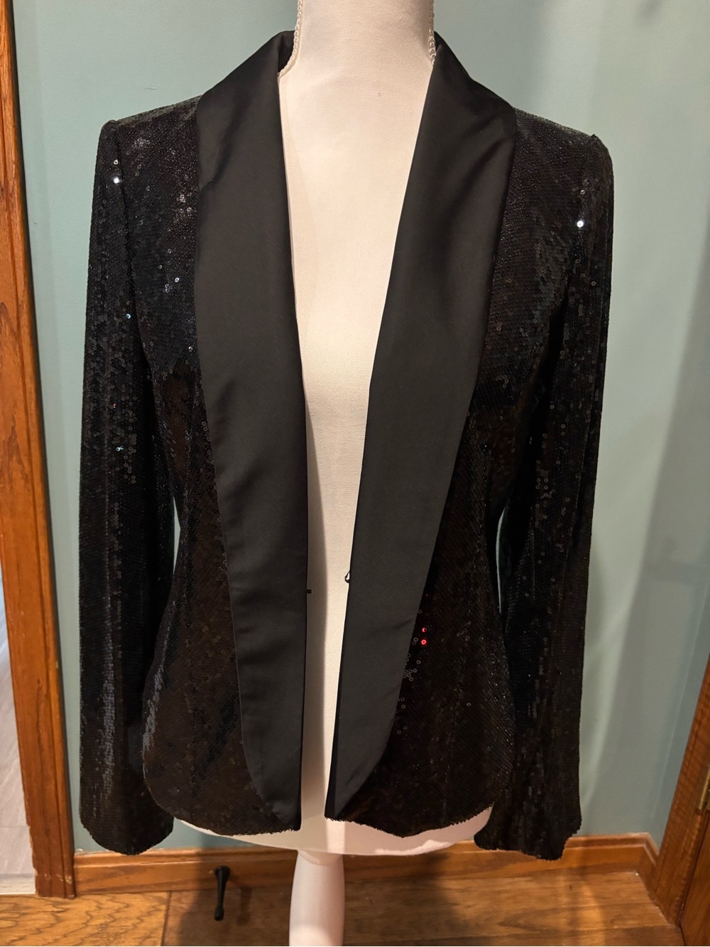 WHBM Black Sequin Blazer Jacket small